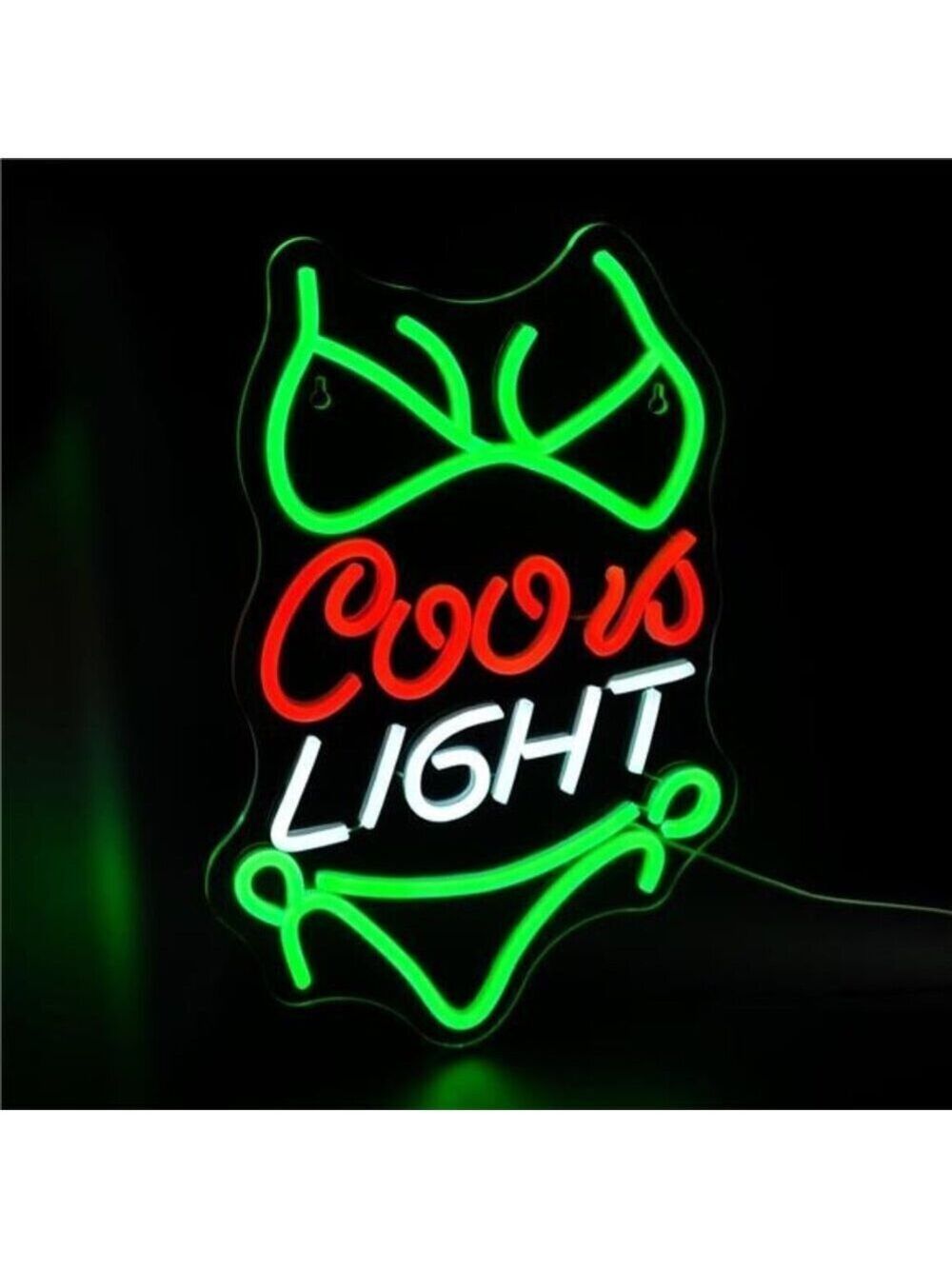 Coors Light Neon Sign Wall Decor Beer Bar Man Cave Decor Green LED BRIGHT NEW